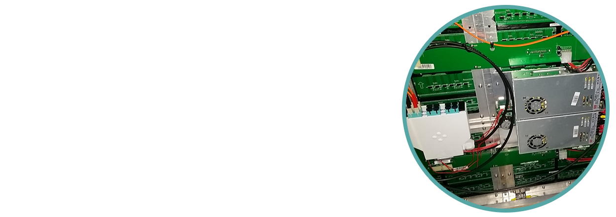 LED Display LWL Wandler Blick in ein LED Modul mit LWL Eingang